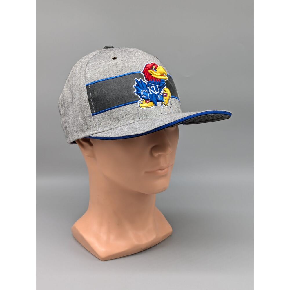 Zephyr Kansas KU Jayhawks Heathered Gray Embroidered Snapback Hat Cap - Picture 6 of 10